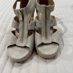 Michael Kors Light Gray Wedge Sandals